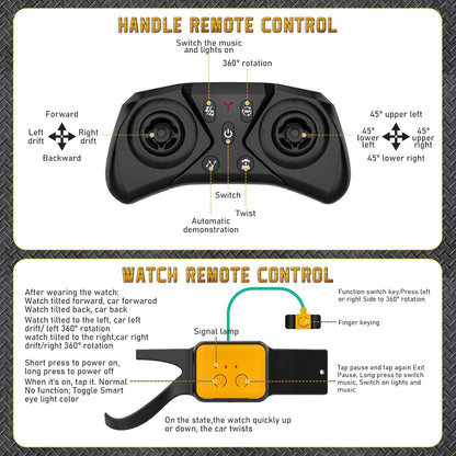 SAUFTTI Remote Control Car, Gesture Sensor RC Stunt Cars Toys for Boys Age 6 7 8 9 10 11 12+ Years Old, 2.4GHz 4WD RC 360° Flips Off Road Vehicle Toy with Lights/Music, Gifts for Kids Girls