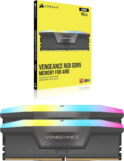 CORSAIR VENGEANCE RGB DDR5 64GB (2x32GB) 6000MHz CL30 AMD EXPO Intel XMP Desktop Memory – Gray