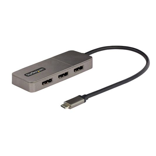 3-Port USB-C Multi-Monitor Adapter, USB Type-C to 3x DisplayPort 1.4 MST Hub, Triple 4K 60Hz DP Laptop Display Extender / Splitter, HDR, Extra-Long Built-In Cable - Windows Only