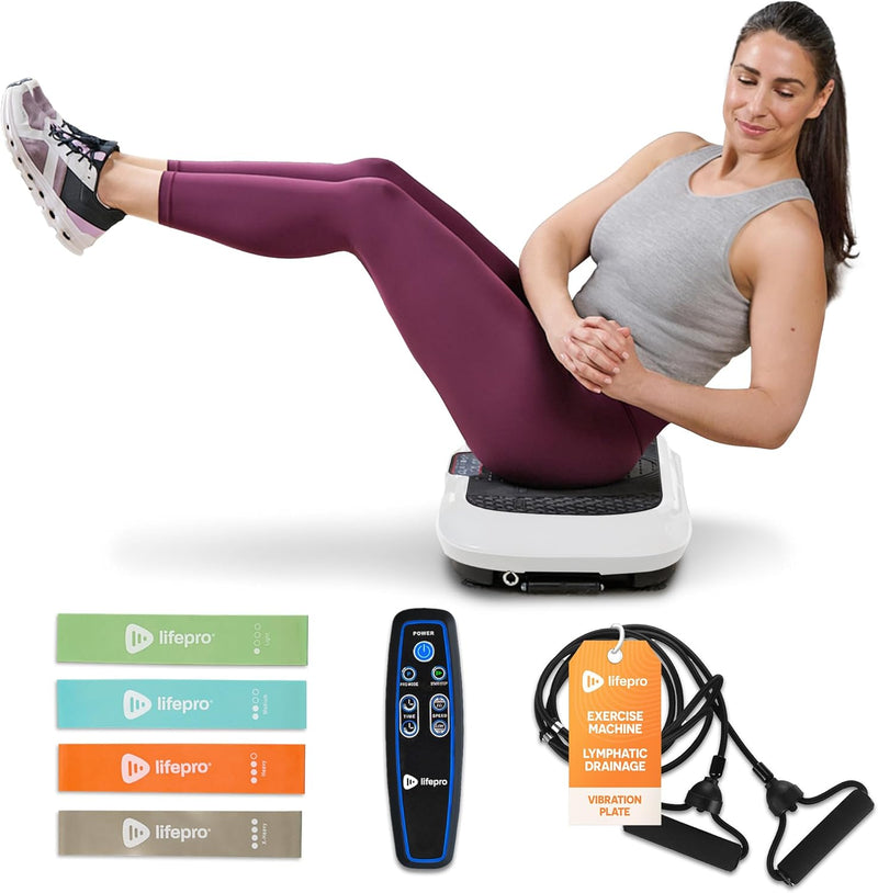 LifePro Vibration Plate Exercise Machine - Whole Body Workout Vibration Fitness Platform w/ Loop Bands - Home Training Equipment