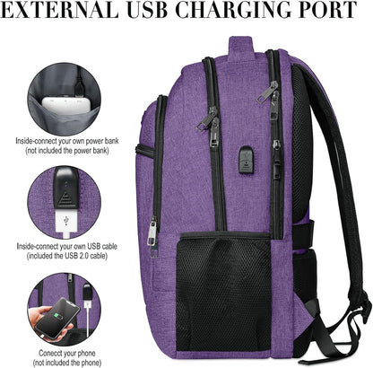 Backpack for Men and Women, School Backpacks for Teen Boys and Girls, Black Water Resistant Back Pack, Business Men Sturdy Computer Bag with USB Charging Port, Gifts
