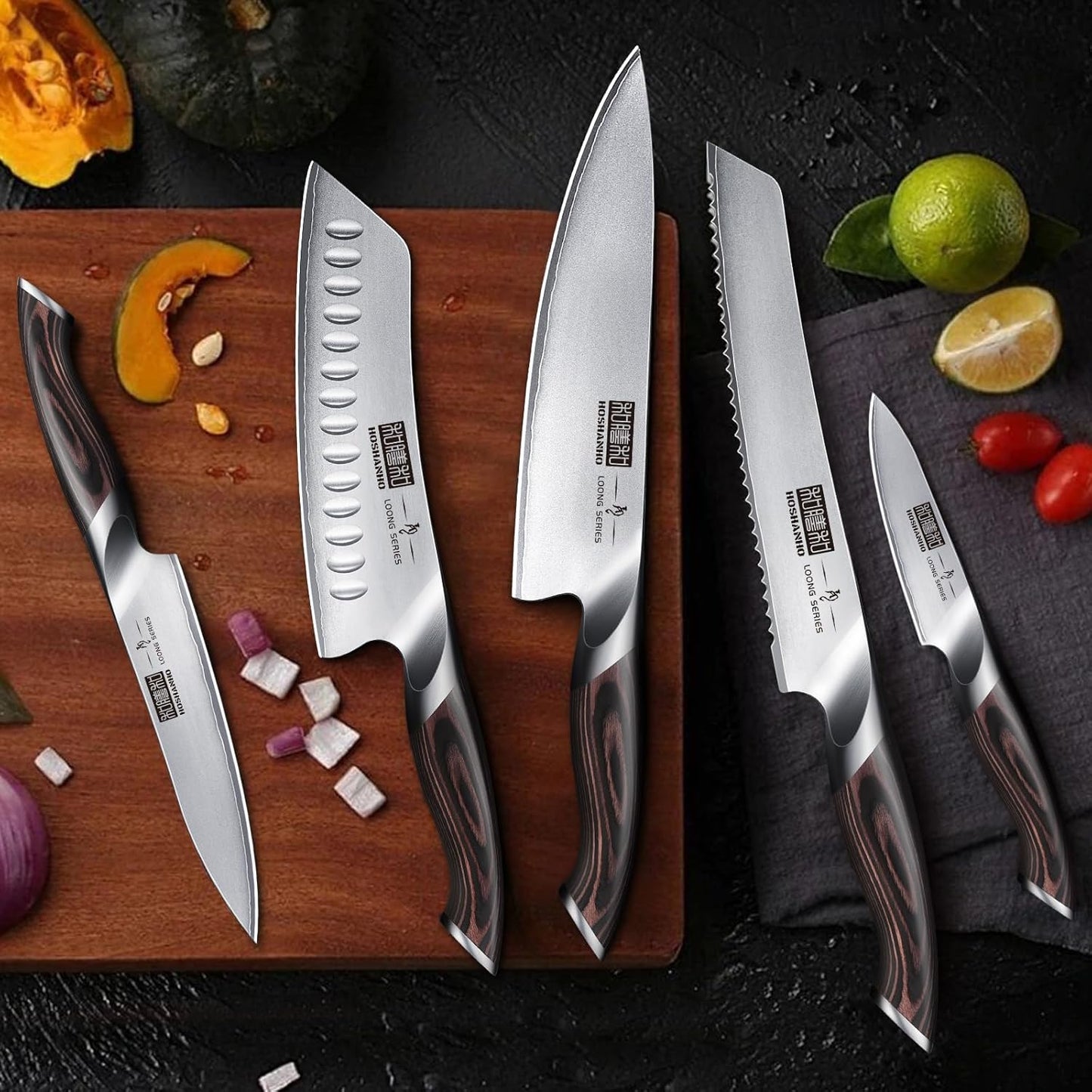 Knife Set with Magnetic Knife Holder, 6 Pieces Japanese High Carbon Stainless Steel Kitchen Knife Sets, Ultra Sharp Professional Chef Knives Sets