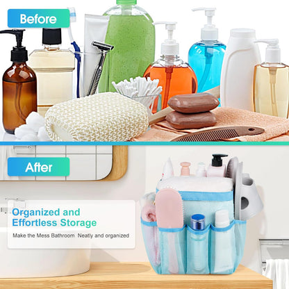 Attmu Mesh Shower Caddy Portable for College Dorm Room Essentials with 8 Pockets, Hanging Shower Caddy Basket Tote Bag Toiletry Accessories for Bathroom