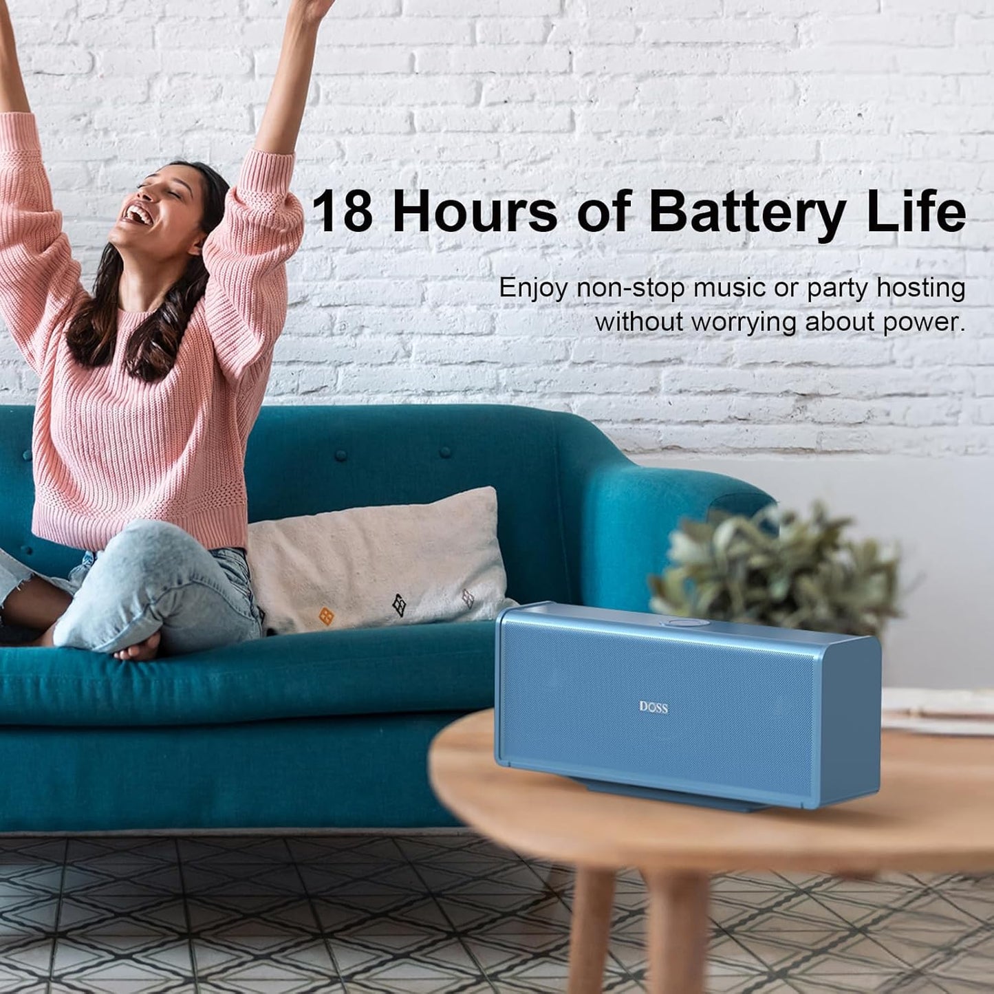 DOSS SoundBox Ultra Bluetooth Speaker with 2.1 Sound Channel Audio, 80W Superior Sound with Deep Bass, Two DSP Technologies, 18H Playtime, BT 5.3, Wireless for Home, Office, Bedroom-Gold