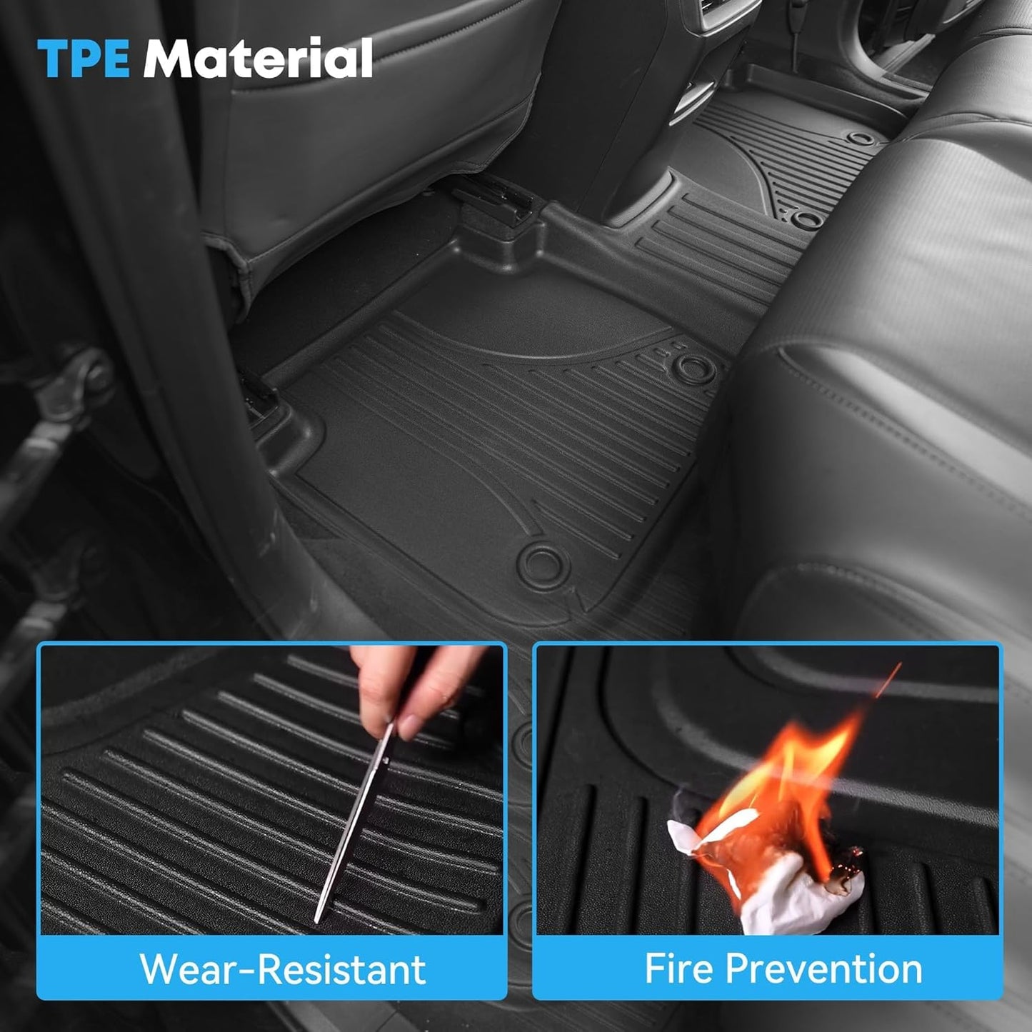 AOMSAZTO Floor Mats & Trunk Mat for 2024 2025 Chevy Equinox EV (Non Fuel),TPE All Weather Protection 2 Rows Car Floor Liners with Cargo Liner for Chevrolet Equinox EV (Non Fuel)