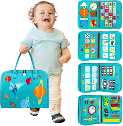 Winblo Toddler Busy Board - Montessori Toys for Toddler Girl Birthday Gift, Educational Learning Sensory Busy Book for Girls, Airplane Car Travel Activities Toy for Toddlers