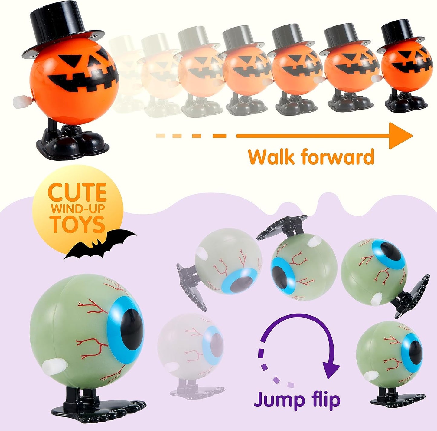 JOYIN 12 PCS Halloween Wind Up Toys for Kids Gifts, Wind Up Toys Bulk for Halloween Party Favors Goodie Bag Fillers, Student School Classroom Favors, Carnival Game Prizes