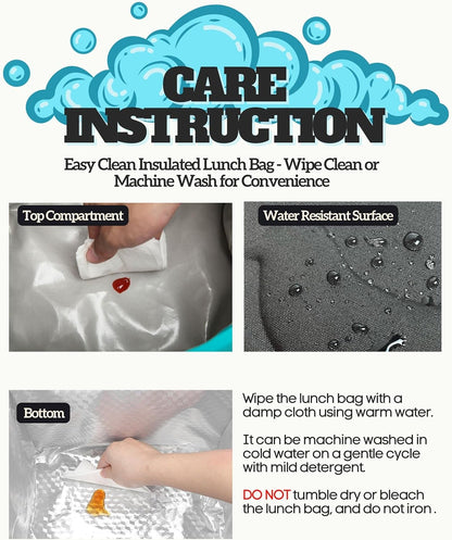 SUNNY BIRD Dual Compartment Lunch Bag Insulated Lunch Box for Women and Men (Green with Boho Strap)