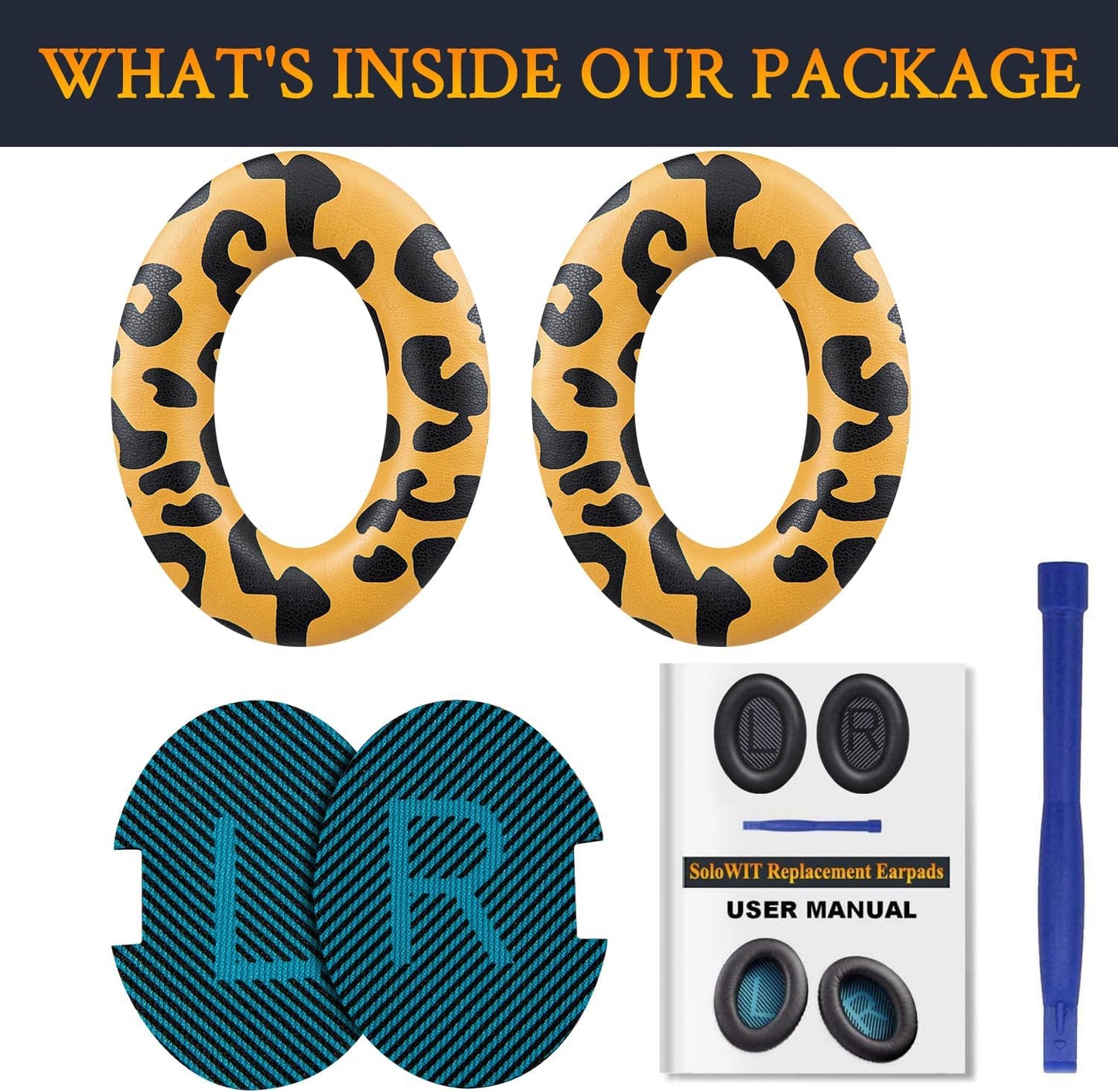 SoloWIT Earpads Cushions for Bose Headphones, Replacement Ear Pads for Bose QuietComfort 15 QC15 QC25 QC2 QC35/Ae2 Ae2i Ae2w/SoundTrue & SoundLink Around-Ear Series - QC25 PL Black&Blue