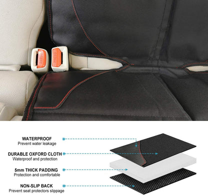 MORROLS Car Seat Protector, 2 Pack Seat Protector Carseat with Thickest Padding, Baby/Pets Car Seat Protector for Child Car Seat-Mesh Pockets-Waterproof-Universal Size(Black)