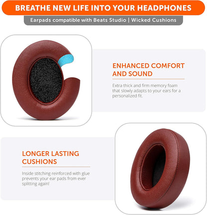 WC Wicked Cushions Replacement Ear Pads for Beats Studio 2 & 3 (B0501, B0500) Wired & Wireless | Does NOT Fit Beats Solo | Softer PU Leather, Enhanced Foam & Stronger Adhesive | Black