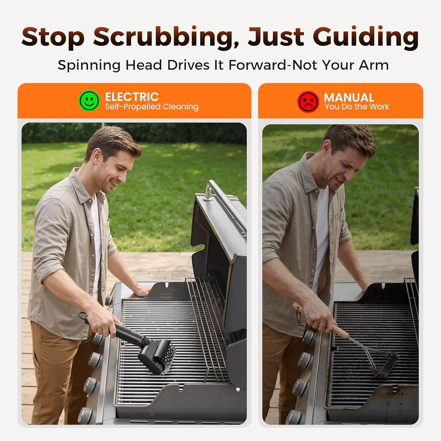 Leebein Electric Grill Brush for Outdoor, 2026 New BBQ Grill Cleaner with 3 Heads, 3-Speed & Angle Adjust Cordless Rotary Grill Brush, 150 Mins Runtime Grill Cleaning Brush for Barbecue Grates