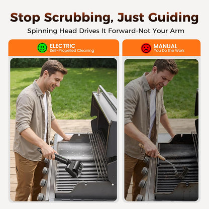 Leebein Electric Grill Brush for Outdoor, 2026 New BBQ Grill Cleaner with 3 Heads, 3-Speed & Angle Adjust Cordless Rotary Grill Brush, 150 Mins Runtime Grill Cleaning Brush for Barbecue Grates