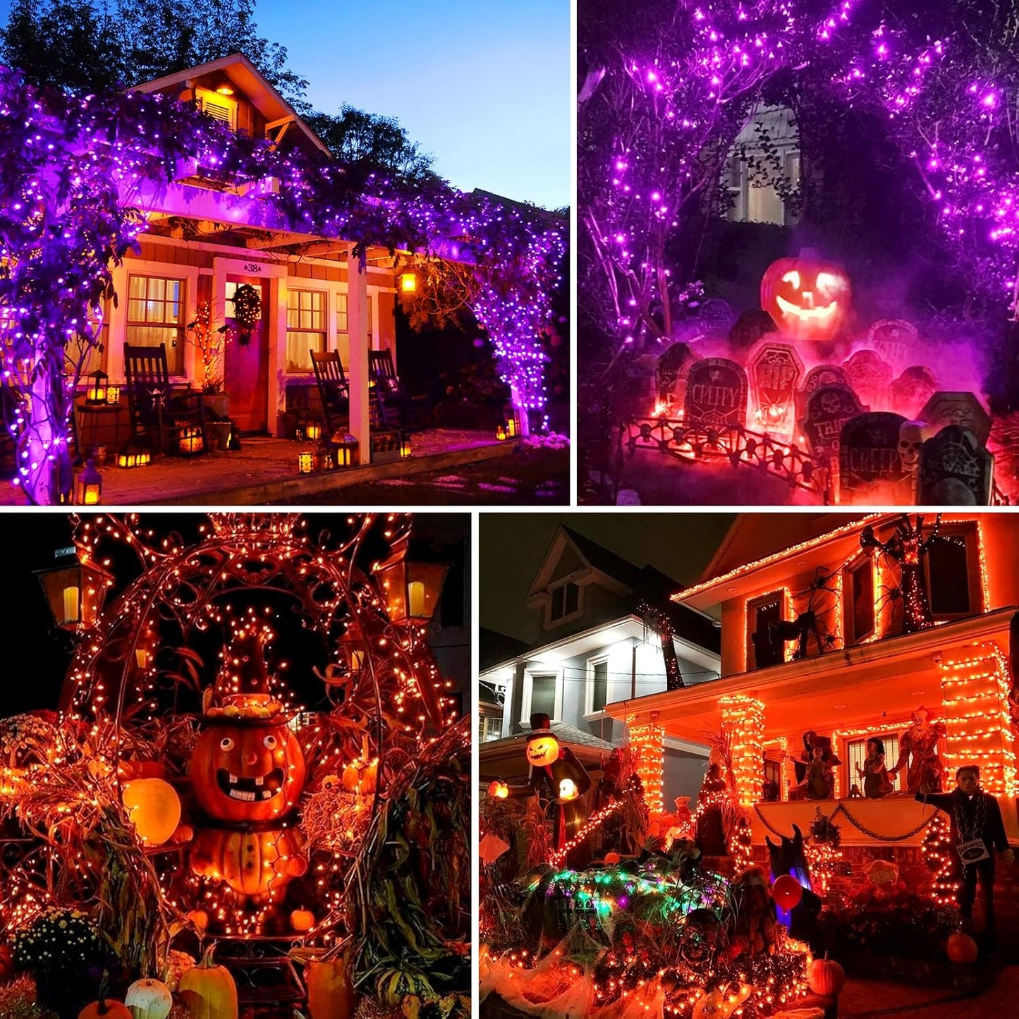 JMEXSUSS 2 Pack 75.5ft Orange Solar Christmas Lights, Total 400 LED Solar String Lights Outdoor Waterproof, 8 Modes Orange Halloween Lights for Tree Patio Garden Thanksgiving Halloween Decorations