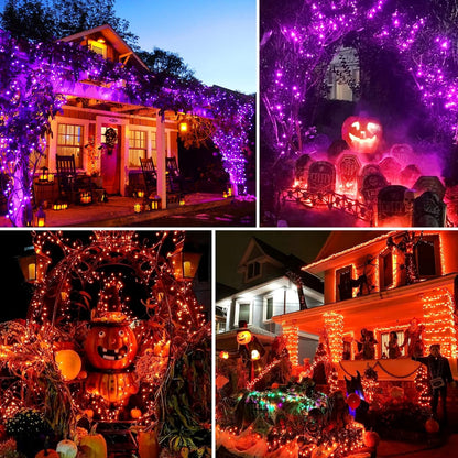 JMEXSUSS 2 Pack 75.5ft Orange Solar Christmas Lights, Total 400 LED Solar String Lights Outdoor Waterproof, 8 Modes Orange Halloween Lights for Tree Patio Garden Thanksgiving Halloween Decorations