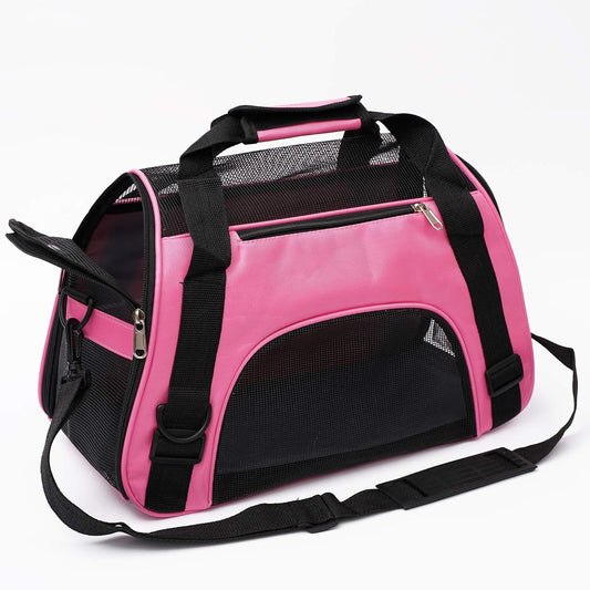 MuchL Cat Carrier for Small Cats Dogs Soft-Sided Pet Carrier for Cats Puppies Small Pets Airline Approved Lightweight Comfortable Travel Cat Dog Carrier (Small, Pink) - PuriLite