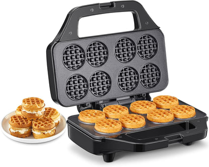 Waffle Maker, Reemix Multi Mini Waffle Iron Bake 8 x 1.8 Inch Small Waffles, Nonstick Waffle Iron with Quick Heat-Up, Simple & Easy Tiny Chaffle Baker for Home & Restaurants, Small Bites for Kids - PuriLite