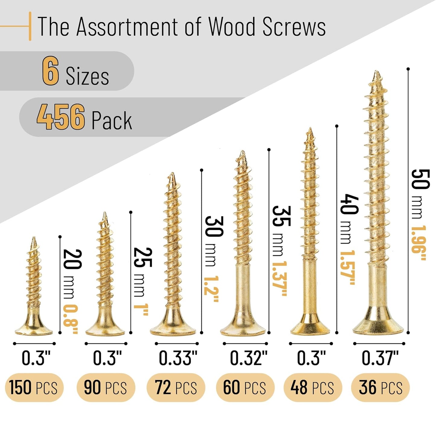 Mr. Pen Wood Screws Assortment Kit, 152 Pcs, Phillips Tips, Wood Screws, Screws, Assorted Screws, Screws Set, Flat Head Screws, Assorted Wood Screws, Screws Assortment, Screw Set Assortment