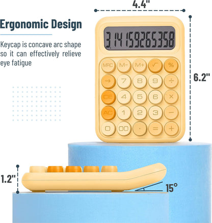 Mr. Pen- Mechanical Switch Calculator, 12 Digits, Large LCD Display, Orange With Big Buttons, Desktop, Cute and Aesthetic Design