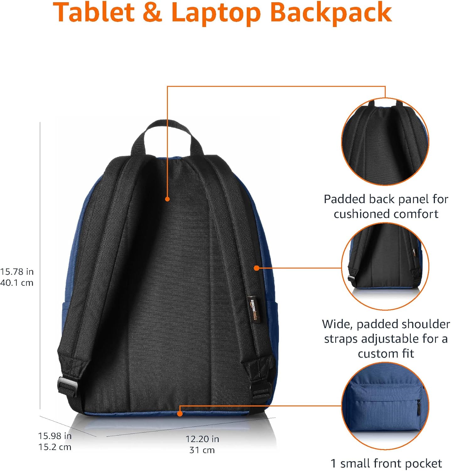 Amazon Basics Classic School Backpack - Black