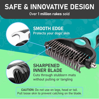 Maxpower Planet Pet Grooming Brush - Double Sided Shedding, Dematting - Undercoat Rake for Dogs - Dog Grooming Brush - Deshedding Brush for Dogs - Dog Brush, Cat Brush, Reduce Shedding by 95%, Black