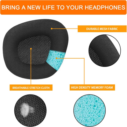 GVOEARS Replacement Ear Pads Cushions for Corsair Void/Void Pro/Void Pro RGB/Void Pro RGB SE/Void Pro Elite/RGB Wireless Earpads Gaming Headsets, Mesh Fabric with Soft Protein Leather(Black)