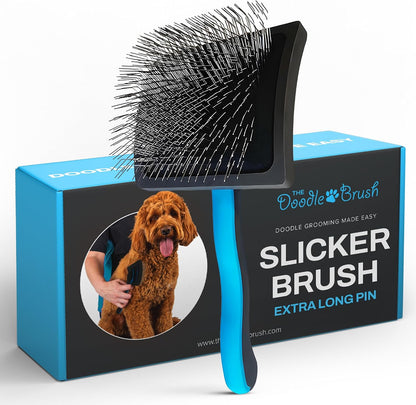 The Doodle Brush Slicker Brush Curly Coat Detangler, Extra Long Pin