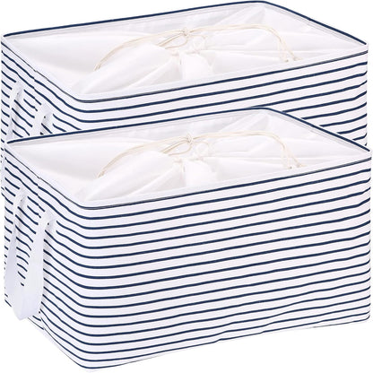 Hinwo 6-Pack Small Canvas Fabric Storage Baskets Set with Handles, Open Storage Bins, Cube Storage Organizer, Shelf Organizer Bins for Closet, 7.9L, 12 x 8 x 5 Inches, Grey Stripe