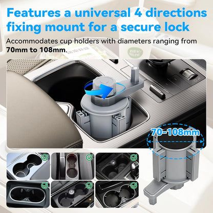 Car Laptop Desk | 360° Rotating Wooden Car Tray Table with Adjustable Cup Holder Base for Work & Dining