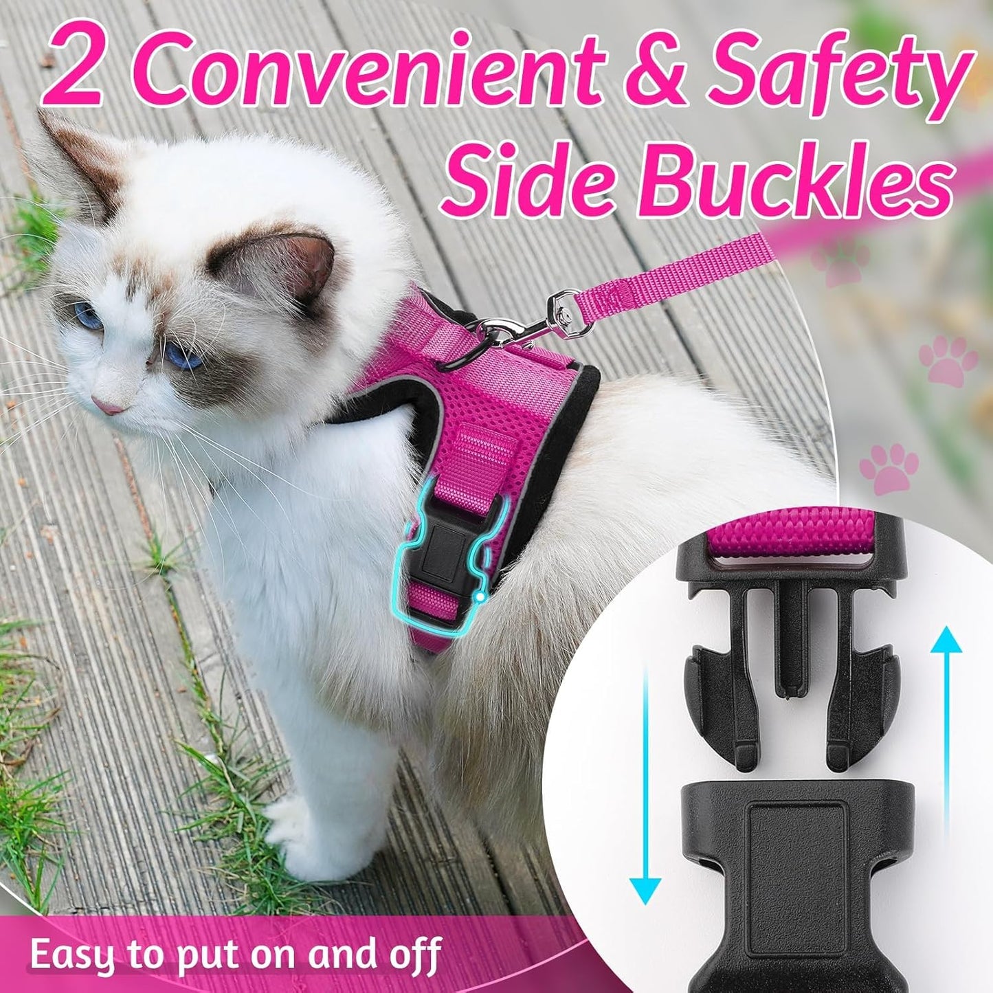 rabbitgoo Cat Harness and Leash for Walking, Escape Proof Soft Adjustable Vest Harnesses for Small Medium Cats, Easy Control Breathable Reflective Strips Jacket, XS, Black