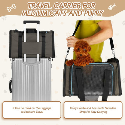 X-ZONE PET Airline Approved Pet Carriers,Soft Sided Collapsible Pet Travel Carrier for Medium Cats and Puppy