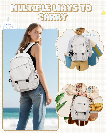 School Backpack for Women Men College High School Bags for Boys Girls Casual Daypack Laptop Backpack Waterproof Black Bookbag Travel Rucksack