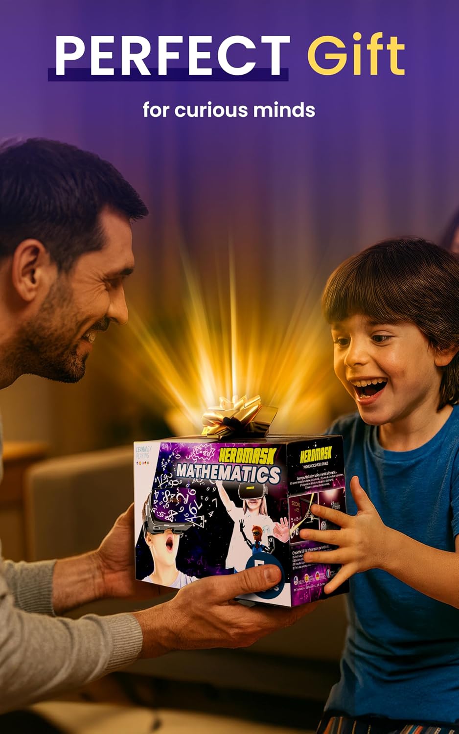 HeroMask VR Headset ＋ Math Games — Gift for Kids 5–12 — Multiplication, Times Tables, Addition, Mental Math & More | Award-Winning Virtual Reality Educational Toy for Birthday or Christmas