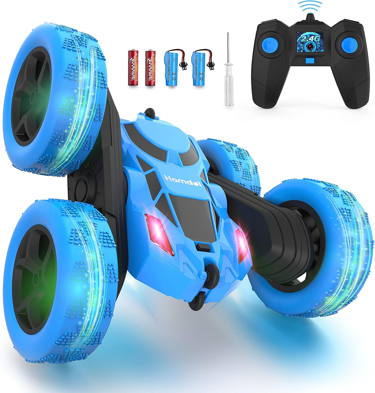 Remote Control Stunt Car for Kids – 360° Rotating 4WD Electric RC Vehicle with LED Lights, Rechargeable 2.4GHz Toy Car for Boys & Girls Ages 6–12 - PuriLite