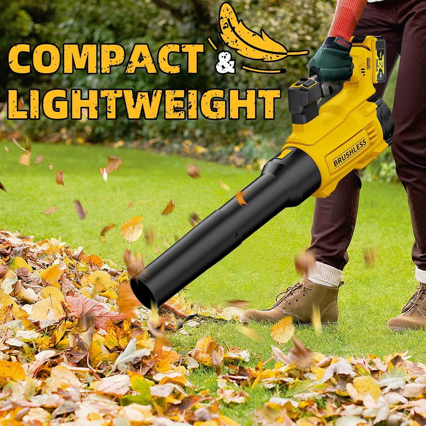 Nelhalt 20V Cordless Leaf Blower, Max 160 MPH Compatible with DeWALT 20V Max Battery, Compact and Lightweight Design, Electric Blower for Lawn Care, Yard, Tool Only