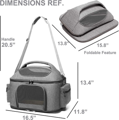 Large Pet Carrier for Cat and Small Dog, Fits 20 lbs Fat Cat, Soft-Sided Pet Travel Carrier, Cat Bed