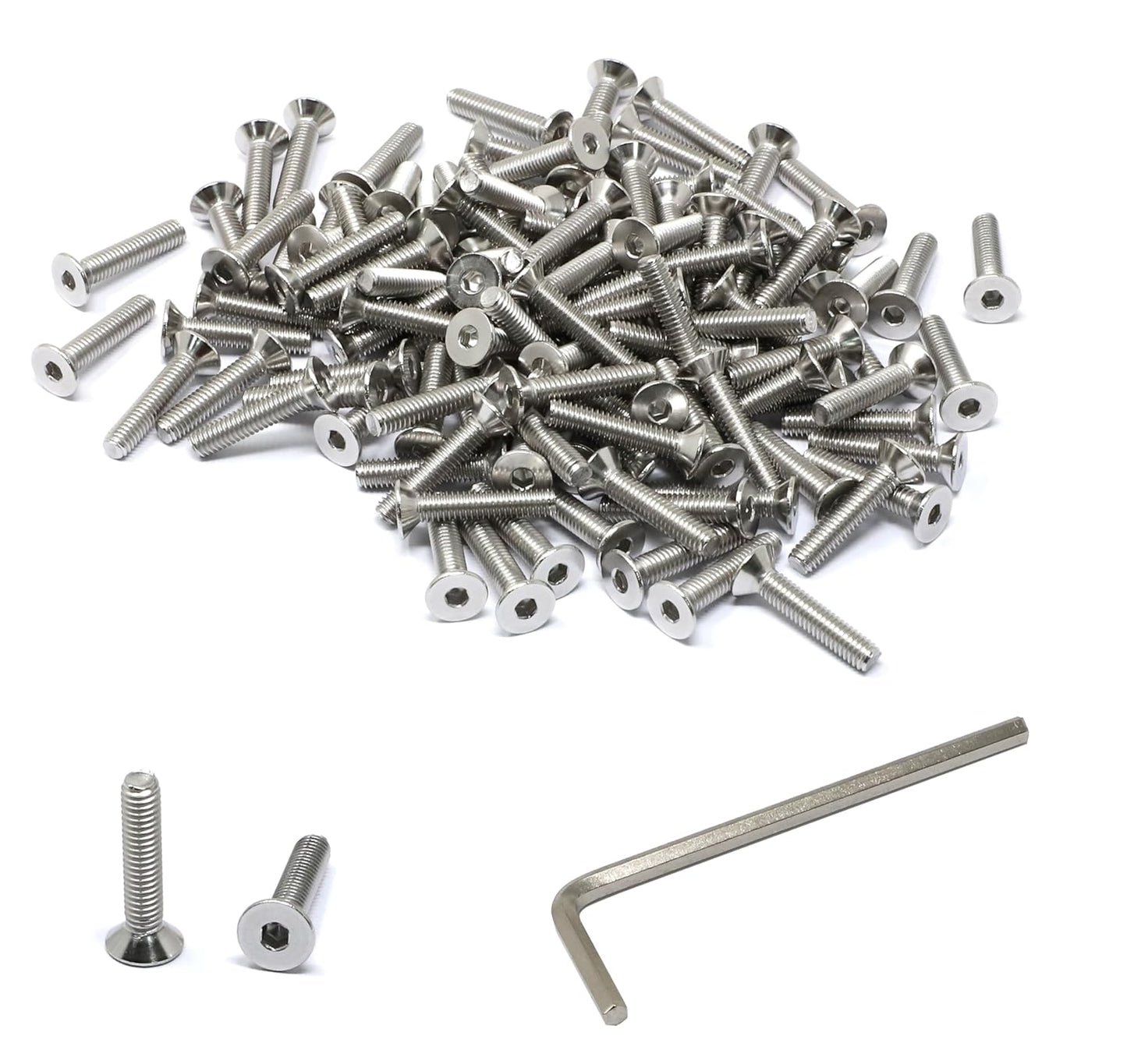 iexcell 5 Pcs M8 x 80mm Thread Pitch 1.25 mm Stainless Steel 304 Hex Socket Flat Head Cap Screws Bolts Kit