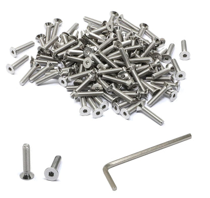 iexcell 5 Pcs M8 x 80mm Thread Pitch 1.25 mm Stainless Steel 304 Hex Socket Flat Head Cap Screws Bolts Kit