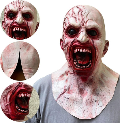Scary Halloween Mask for Adults, Realistic Creepy Horror Human Face Masks for Cosplay Movie Costume Party