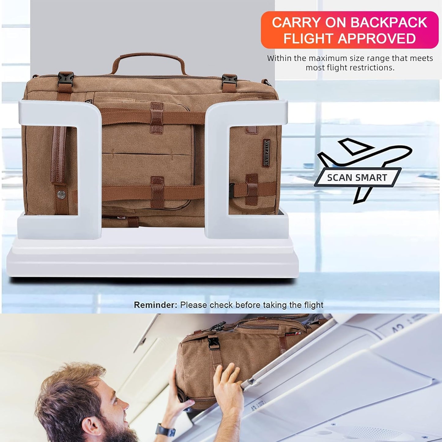 WITZMAN Canvas Backpack Vintage Travel Backpack Large Laptop Bags Convertible Shoulder Rucksack