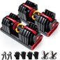 Adjustable Dumbbell Set (55lbs & 80lbs) (Single/Set of 2) with Free Gloves, Ropes & Hand Grips | 15 Adjustable Weight Settings, Space Efficient Compact Design, Easily Switch Exercises