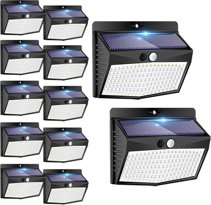 Solar Lights Outdoor, [ 8 Pack/138LED ] Solar Motion Sensor Light Outdoor with 3 Lighting Modes Wireless Waterproof Solar Wall Lights Solar Security Lights for Fence Yard Garden Deck Garage