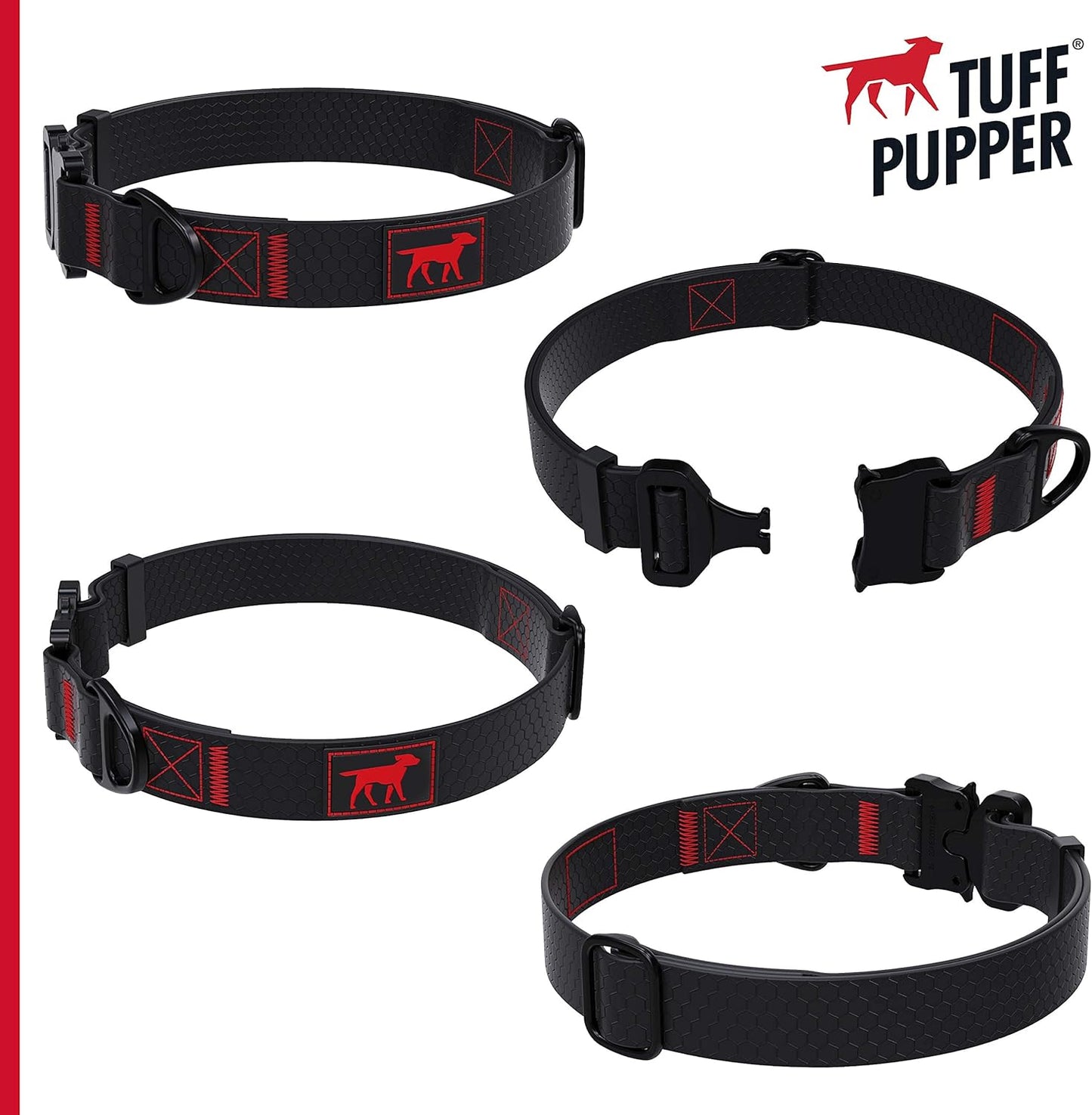 Tuff Pupper Waterproof Action Collar for Dogs | Heavy Duty Water Proof Dog Collar | Tear Proof & Odor Free | Rust-Proof Metal Hardware | Tactical Quick Release Buckle | for Adventurous, Active Dogs
