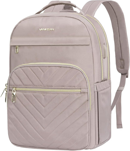 VANKEAN Laptop Backpack for Women Men Work Laptop Bag Fashion with USB Port, Daypacks for College, Business (Black, 15.6 Inch)