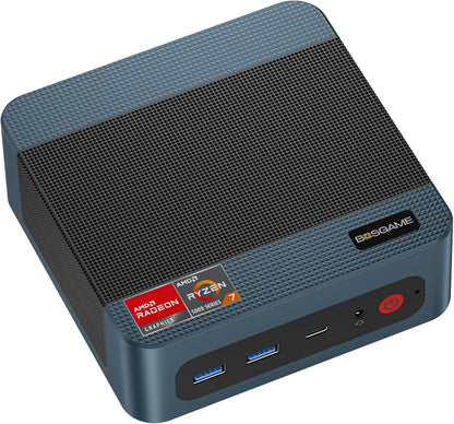 BOSGAME P4 Gaming Mini PC Ryzen 7 5700U 32GB RAM 1TB NVMe M.2 2280 SSD, 11-Pro OS Mini Computers, Micro PC 4K 60Hz Triple Display, HDMI+DP+Type-C, WiFi 6E, BT5.2, PD3.0, Dual 2.5GbE LAN