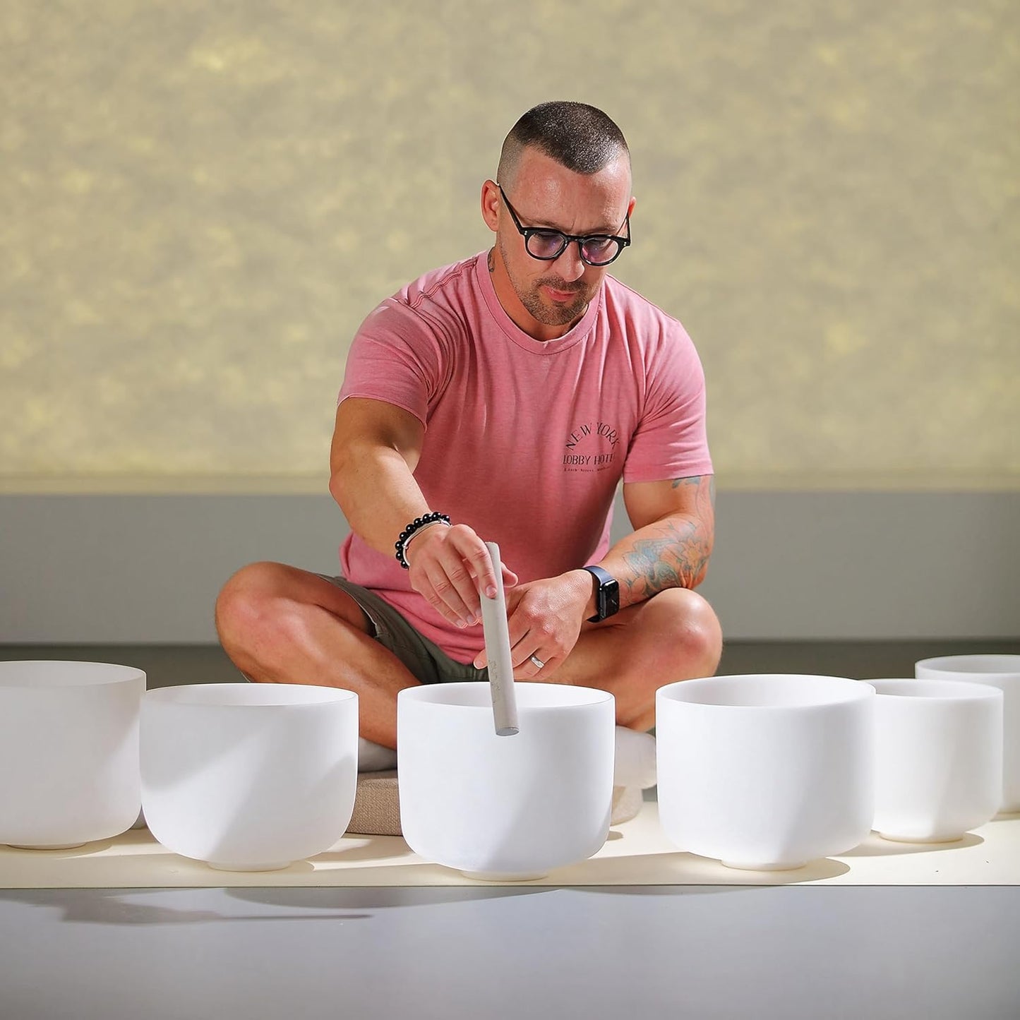 TOPFUND F Note Crystal Singing Bowl Heart Chakra 8 inch with Heavy Duty Carrying Case and Suede Striker