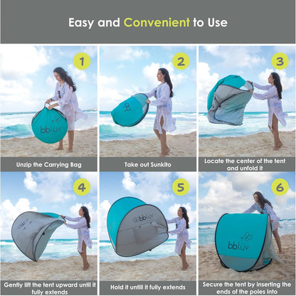 bblüv Sunkitö Pop Up Baby Play Tent and Canopy Sun Shelter with SPF 50 + Mosquito Net, Perfect for Infant at The Beach, Park, Camping or Playroom, Folds Flat for Easy Travel, Carry Bag Included