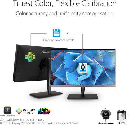 ASUS ProArt Display PA279CV 27” 4K HDR UHD (3840 x 2160) Monitor, IPS, 100% sRGB/Rec. 709, ΔE < 2, USB-C DisplayPort HDMI USB hub, Calman Verified, Eye Care, Tilt Pivot Swivel Height Adjustable