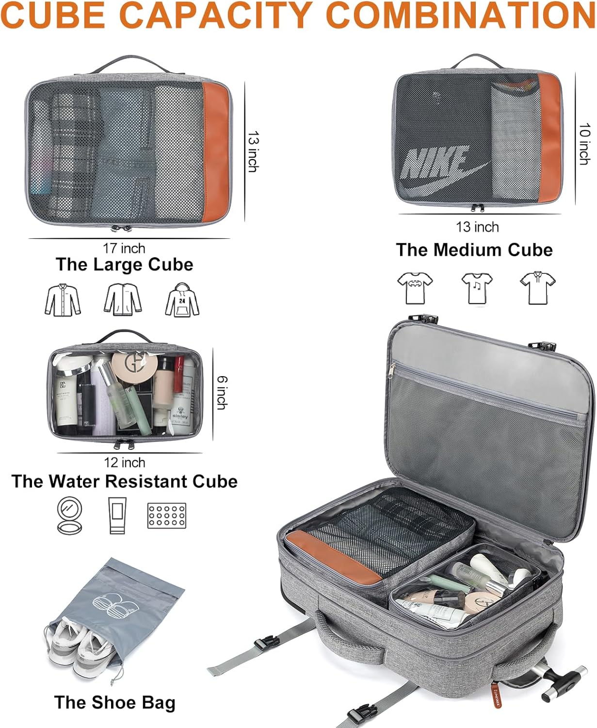 Lumesner Carry on Backpack, Extra Large 40L Flight Approved Travel Backpack for Men & Women