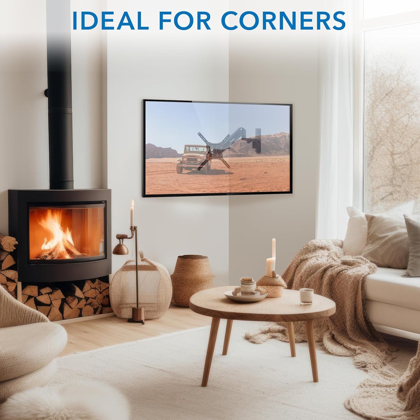 Mount-It! Height Adjustable TV Wall Mount - Full Motion, Pull Down and Vertical Adjustment, Fits 23-55 Inch Screens, Max VESA 400x400mm, Swivel and Tilt Capabilities, 50.6 Lbs Capacity